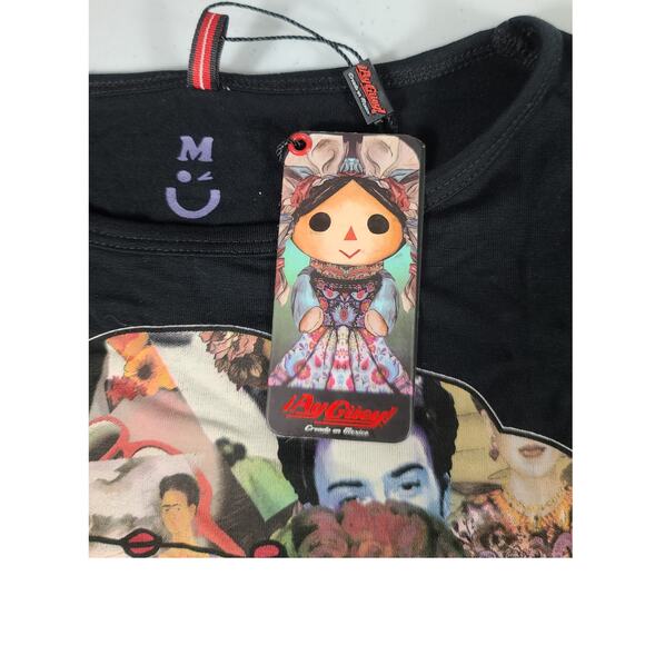 Ay Guey! Black Tee Shirt Top Collage NEW Medium - Picture 4 of 5